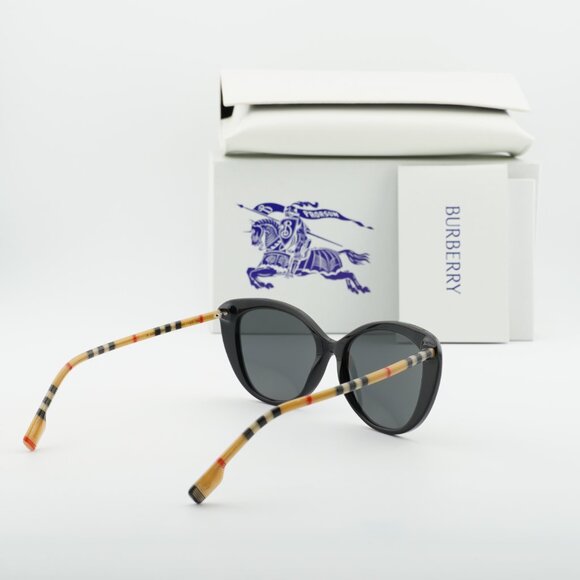 Burberry BE4407 385387 Sunglasses Black/Vintage Cat Eye Frame, Grey Lenses